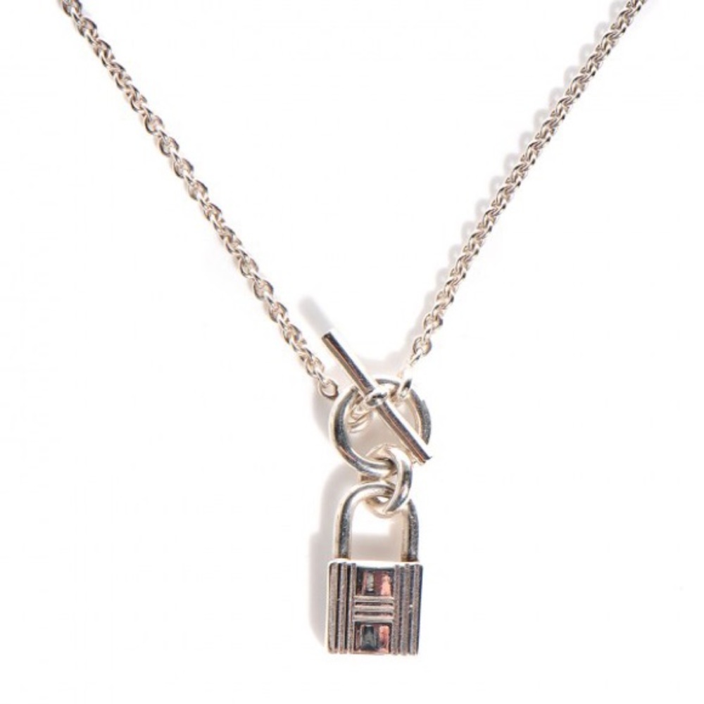 Hermès Sterling Silver Cadenas Kelly Lock Necklace